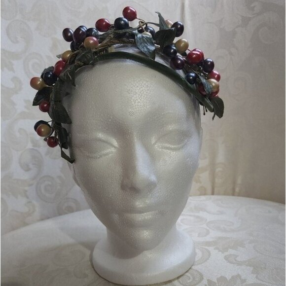 Vintage 1950s Hatnip by Ruth Kamke Berry & Leaf Headband | Handcrafted Millinery - Picture 2 of 16
